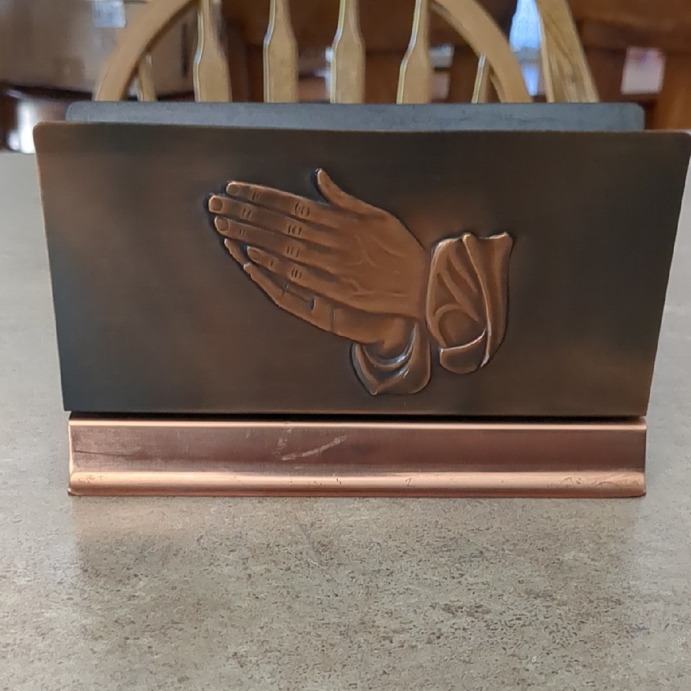 Bronze Prayer Hands Napkin/Card Holder